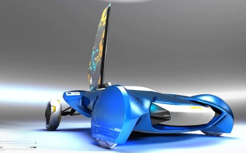 Blue Futuristic Vehicle