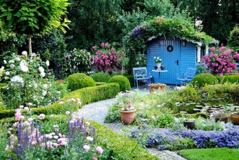 Blue Garden Shed — Serene, Afternoon