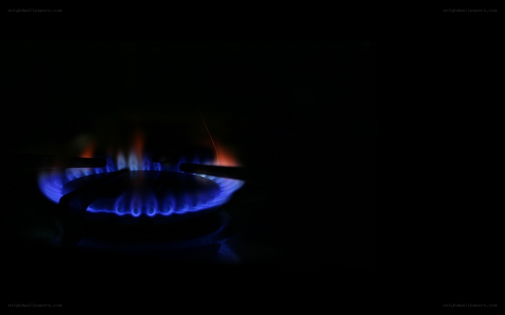 blue gas flame lit