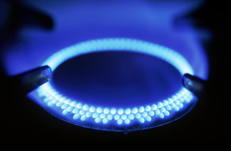 blue gas flame on stove