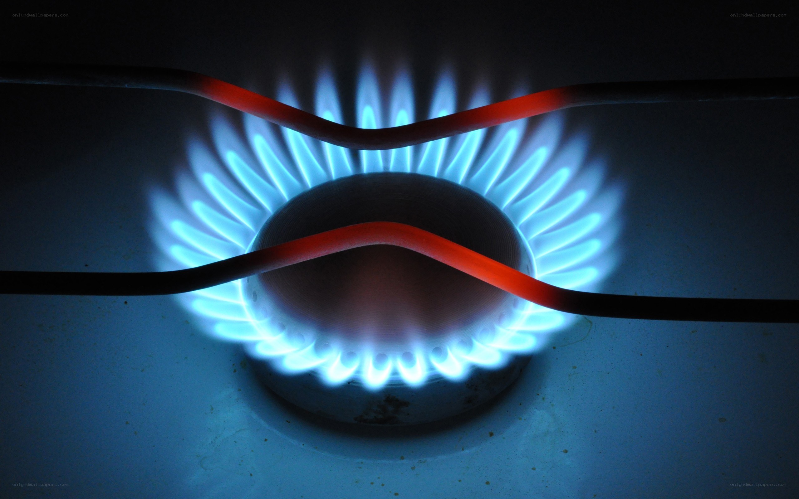 blue gas flame on stove