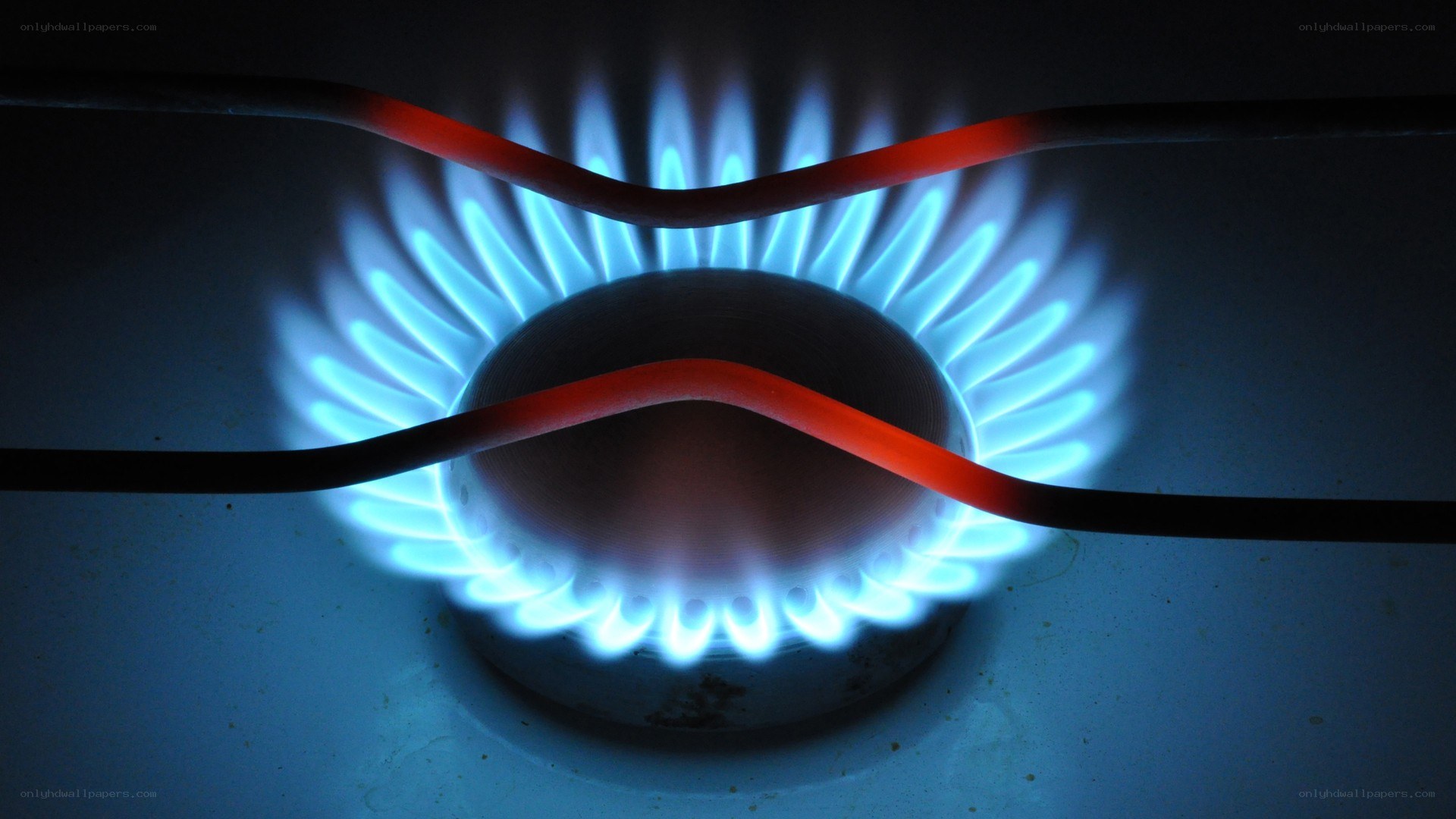 blue gas flame on stove