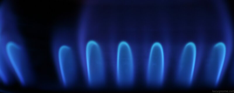 blue gas flames on stove