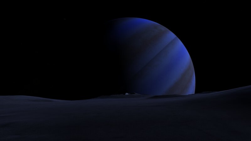 Blue Gas Giant Planet — Dramatic, Night