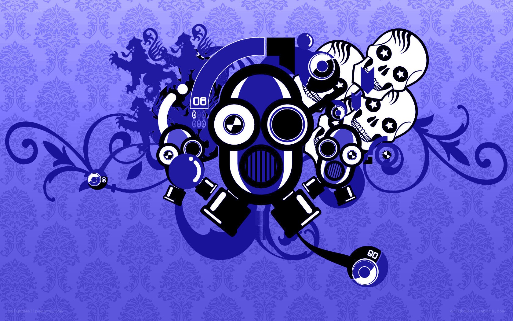 blue gas mask art