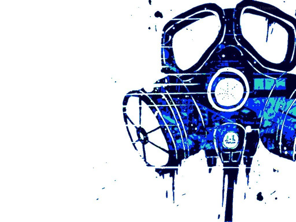 blue gas mask illustration