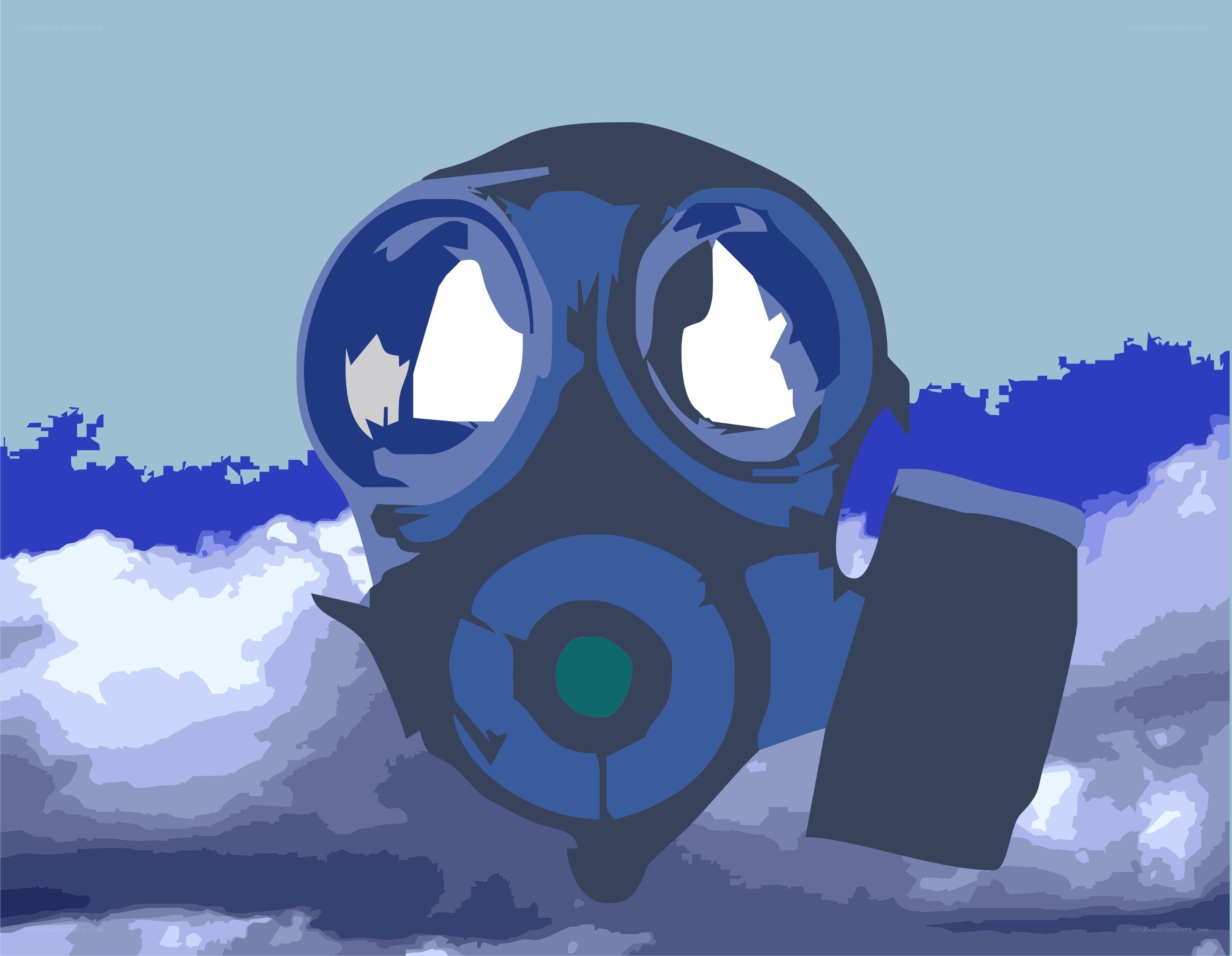 blue gas mask illustration
