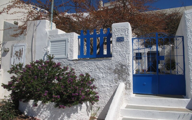 Blue gate at white house