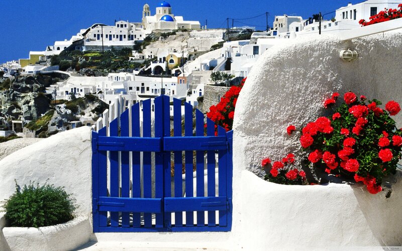 Blue Gate in Village — White