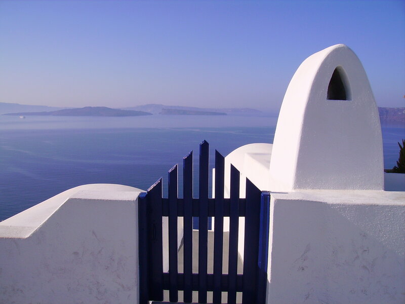 Blue Gate Overlooking Sea