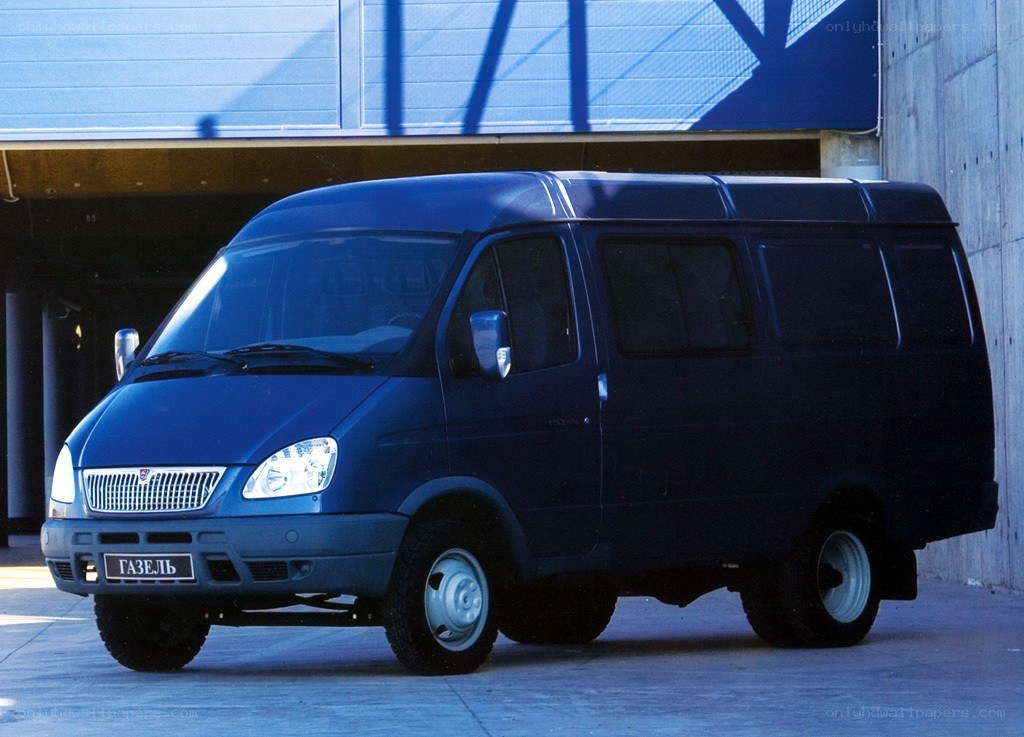 Blue GAZELLE van parked
