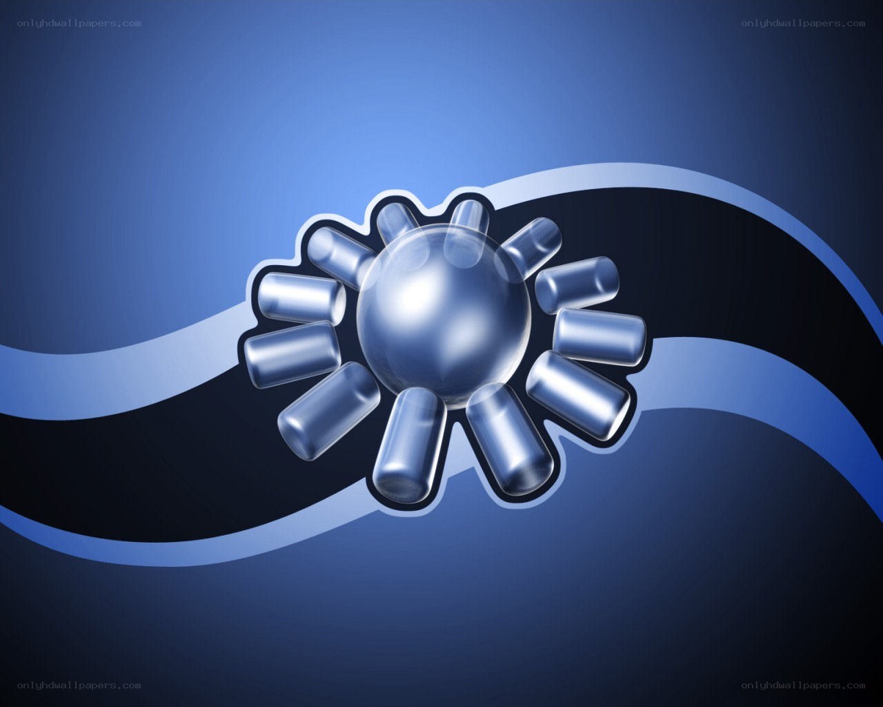 blue gear icon on wave background