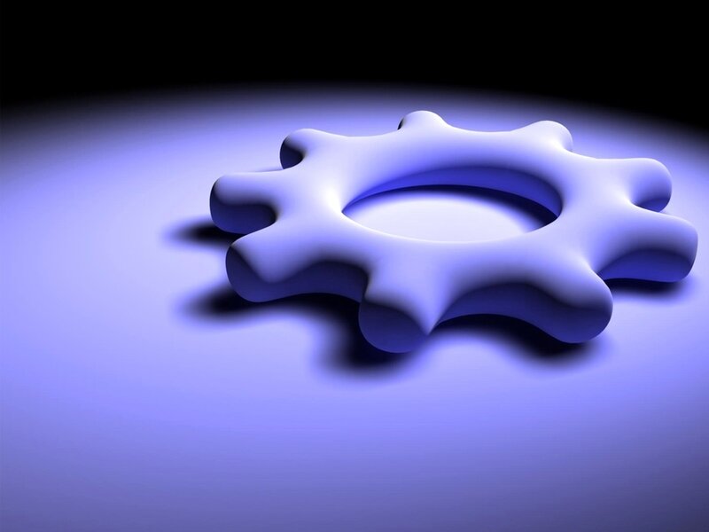 blue gear on dark background
