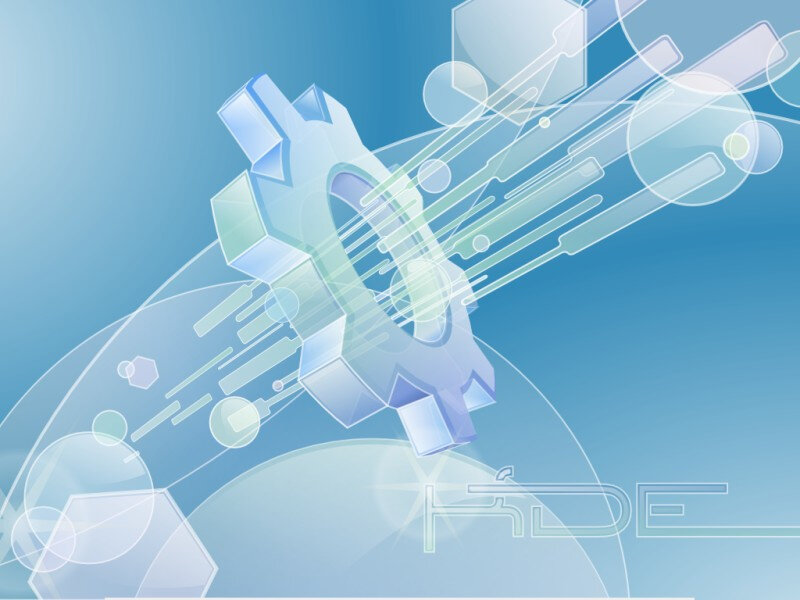 Blue Gear with Light Beams
