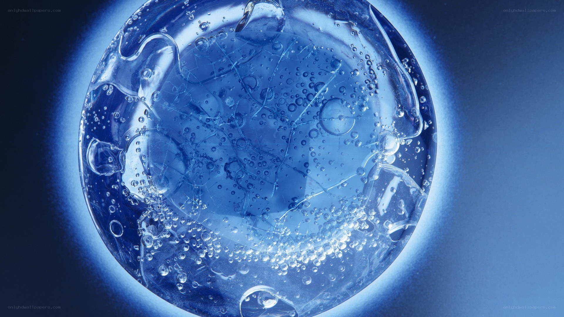blue gel sphere with bubbles