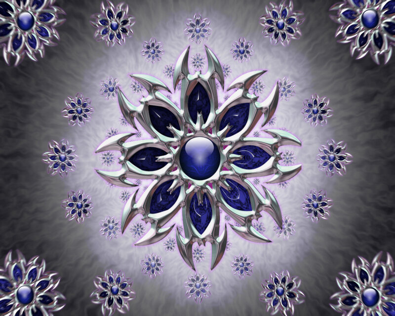 Blue Gem Flower Design — Symmetrical
