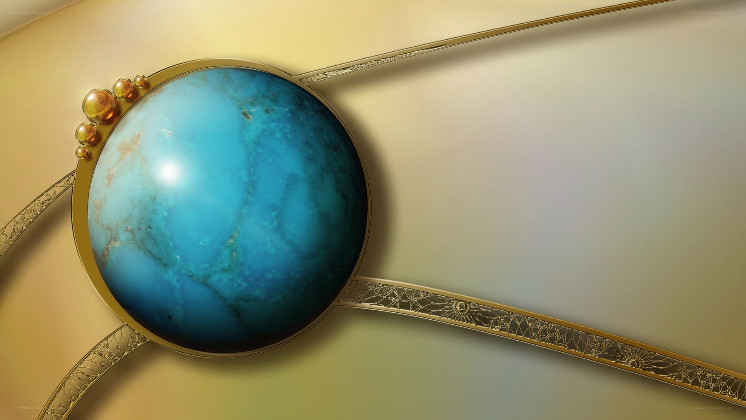 blue gemstone in golden frame