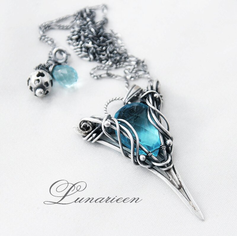 Blue Gemstone Pendant — Silver