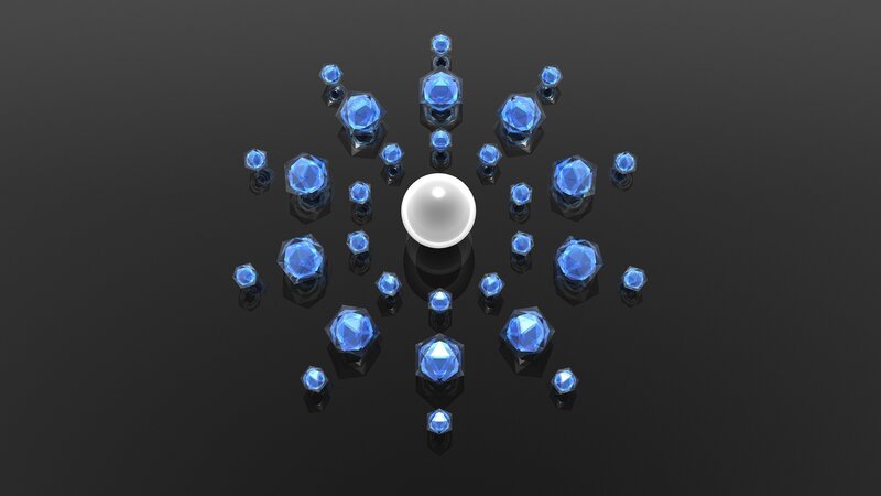 Blue Gemstones Around Sphere