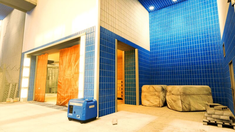 Blue Generator in Hallway