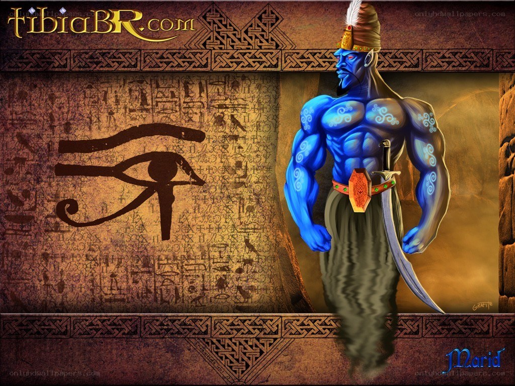Blue genie with sword