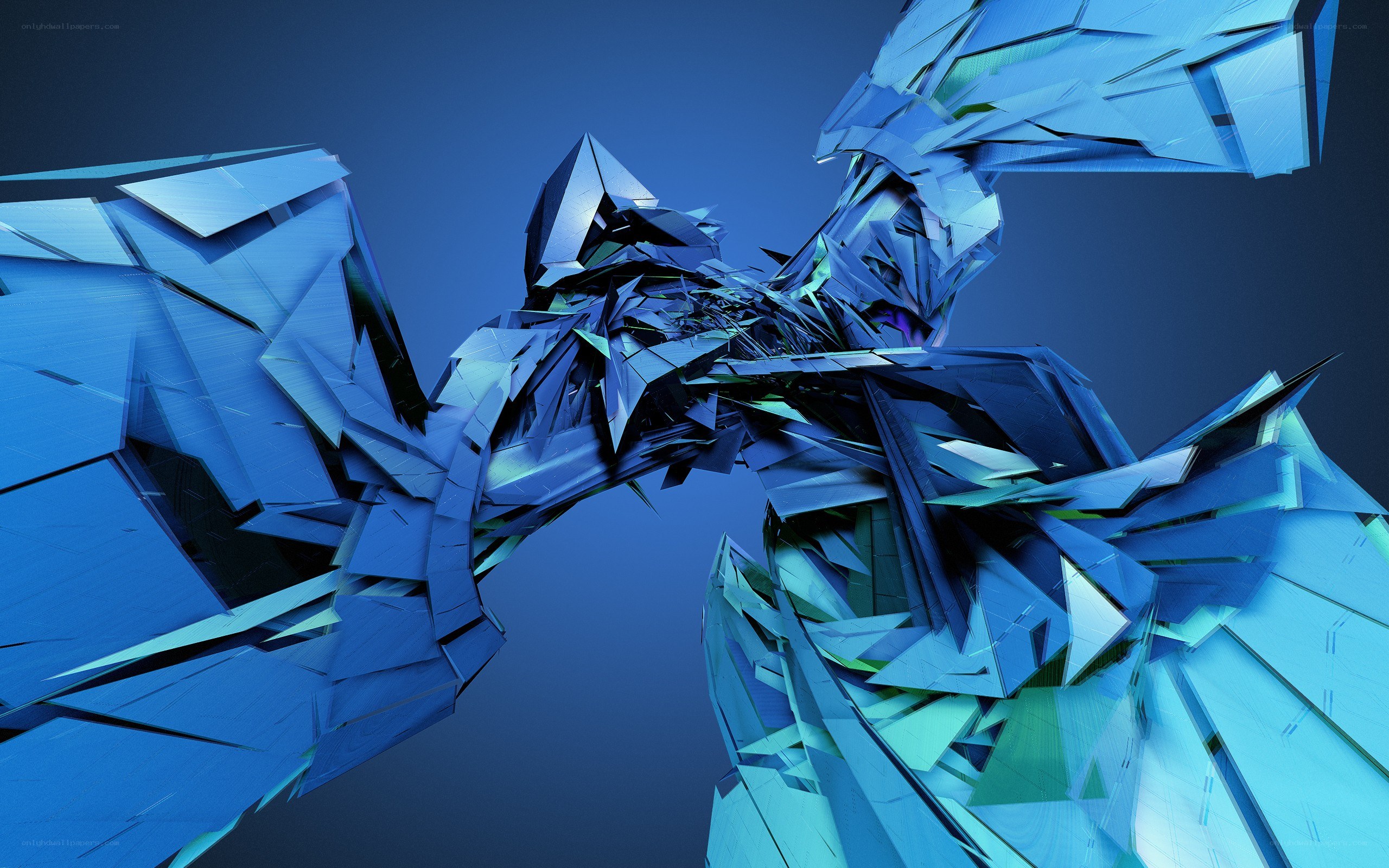 blue geometric abstract sculpture