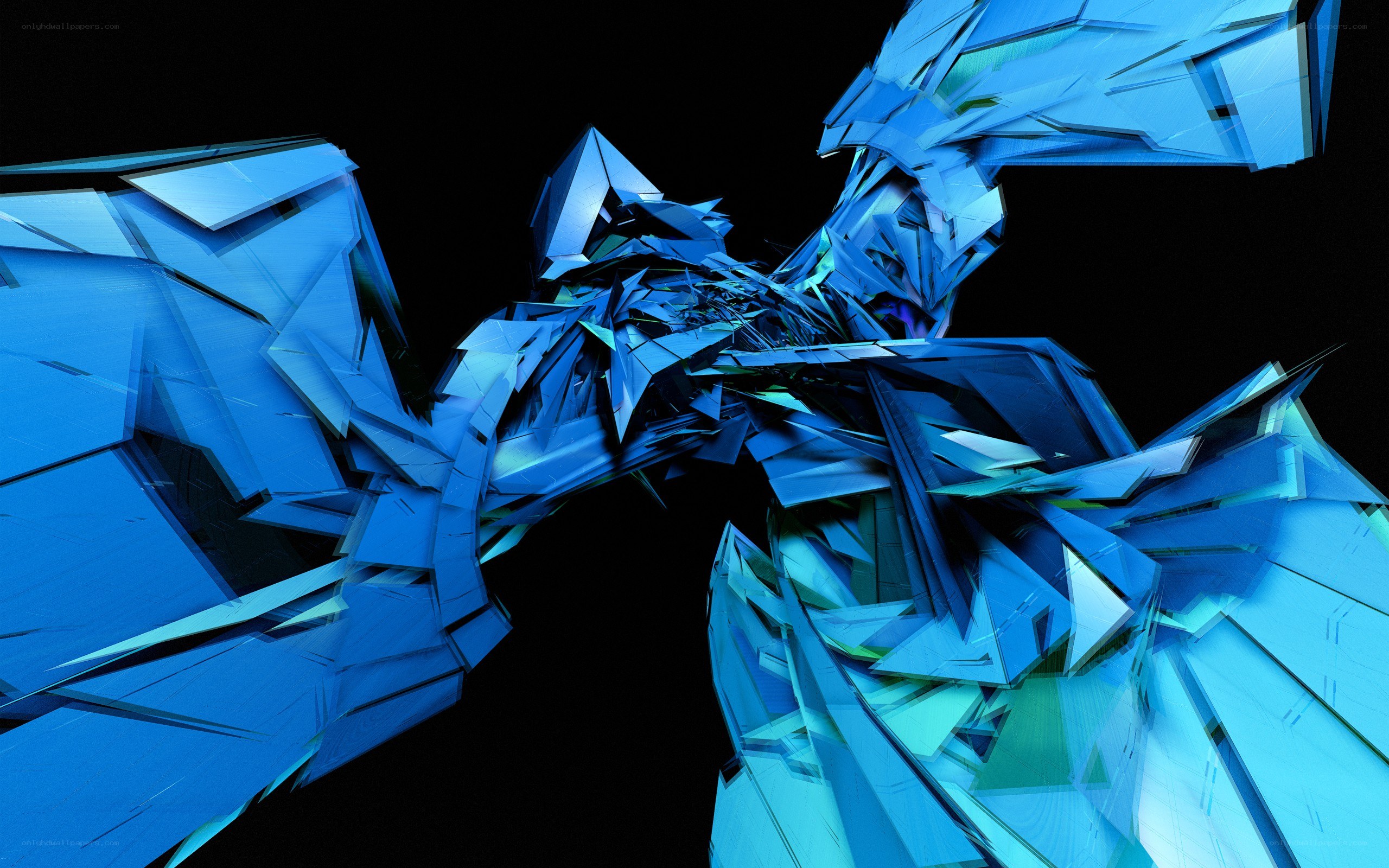 blue geometric abstract sculpture