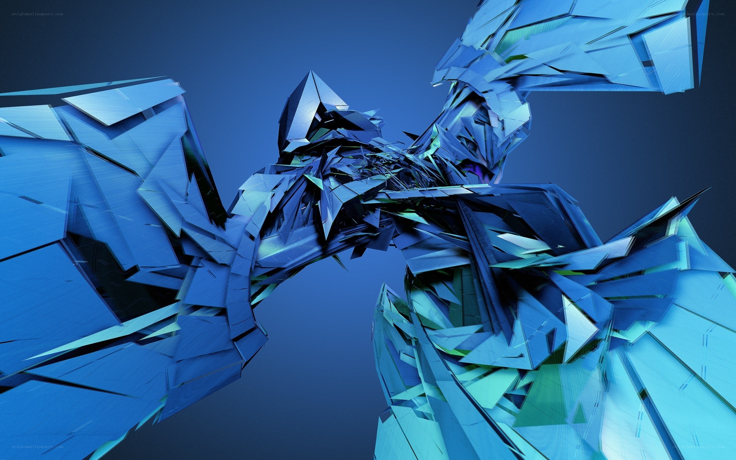 blue geometric abstract sculpture