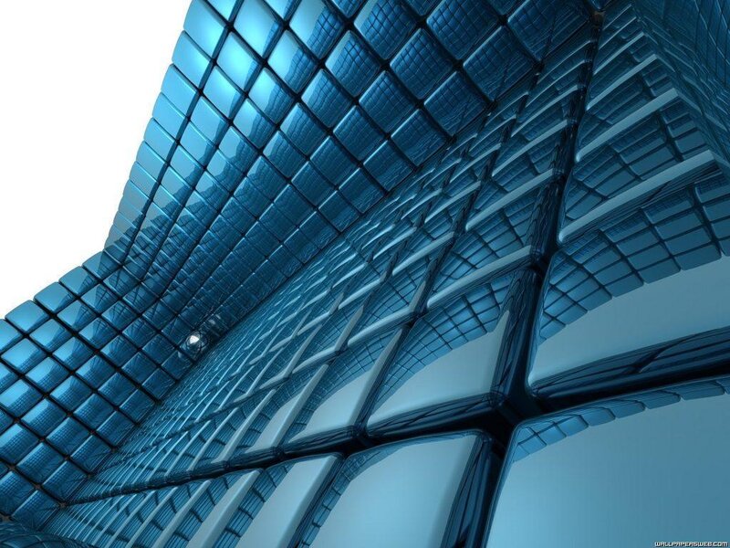 blue geometric architecture