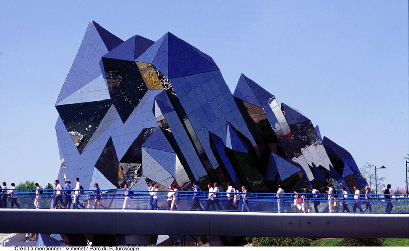 Blue Geometric Building — Bright