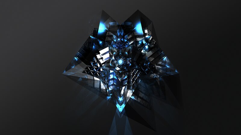 Blue Geometric Crystal Structure — Dramatic