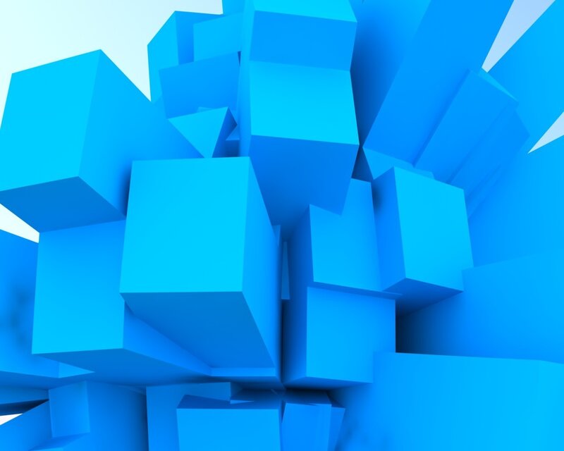 blue geometric cube cluster