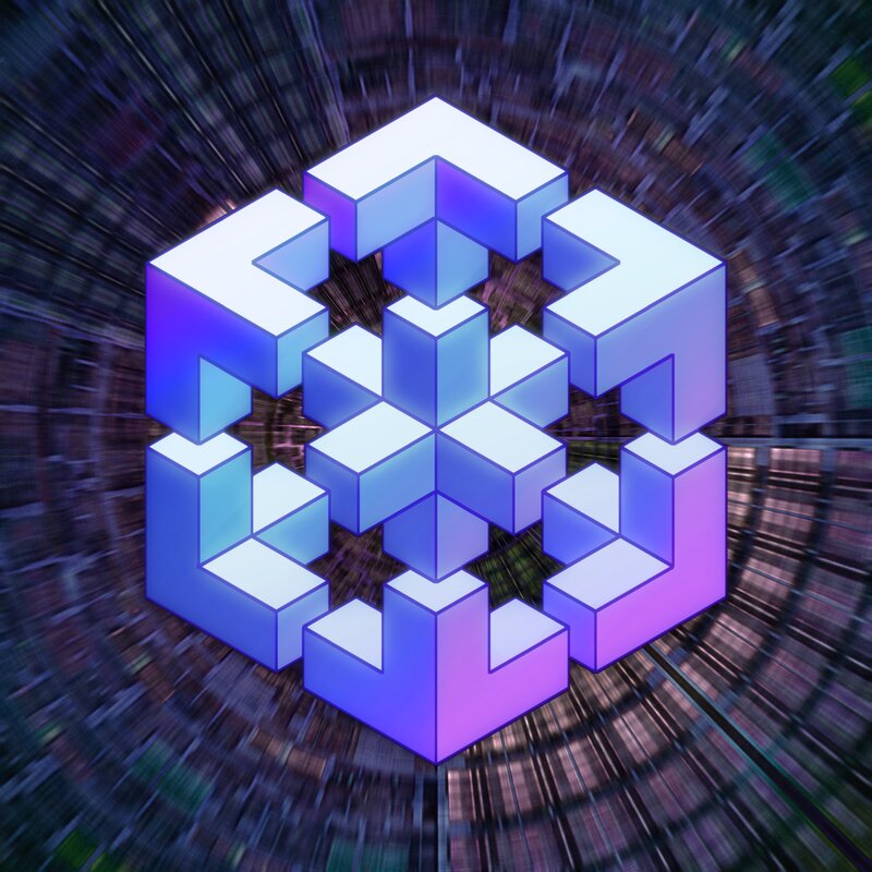 Blue Geometric Cube — Dynamic