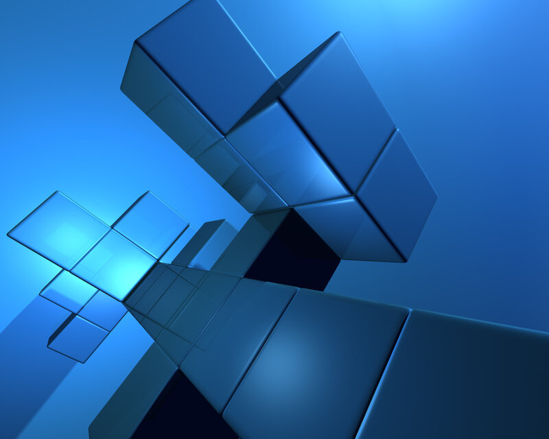 Blue geometric cube structure