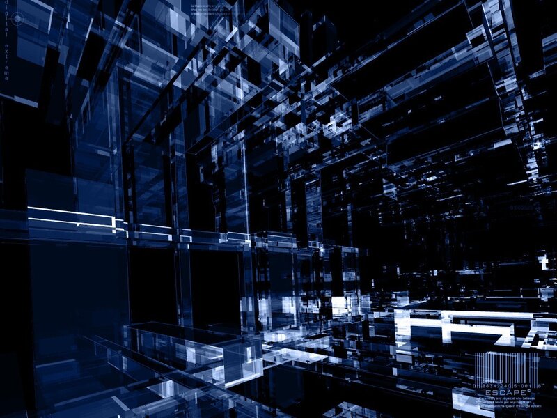 Blue Geometric Cubes — Futuristic