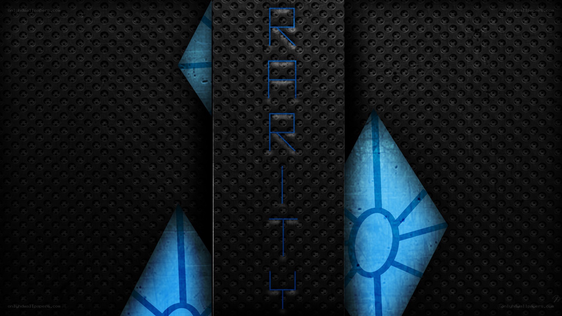 blue geometric design on black mesh
