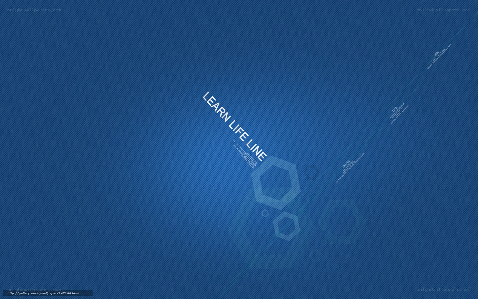 Blue geometric design with text