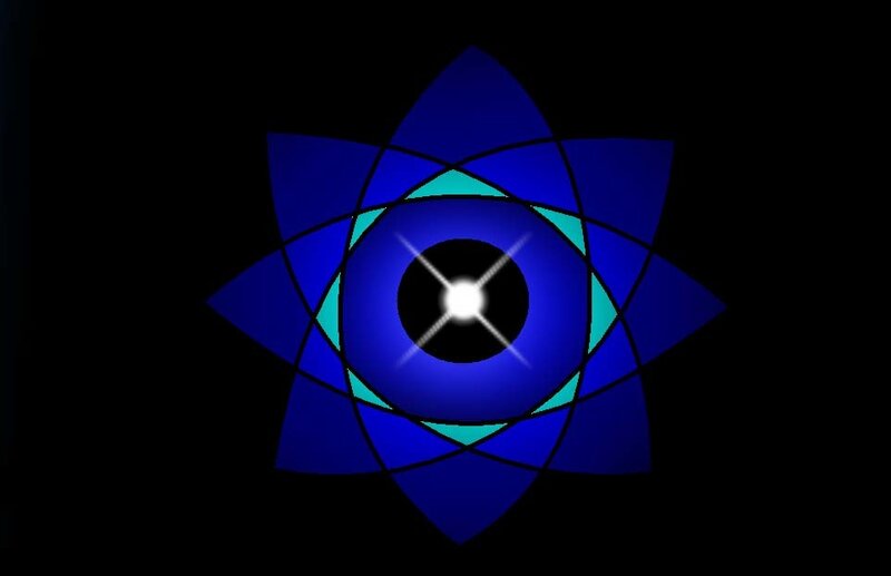 blue geometric eye symbol