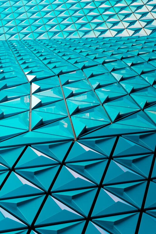 Blue Geometric Facade