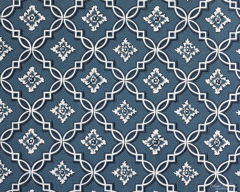 blue geometric floral pattern
