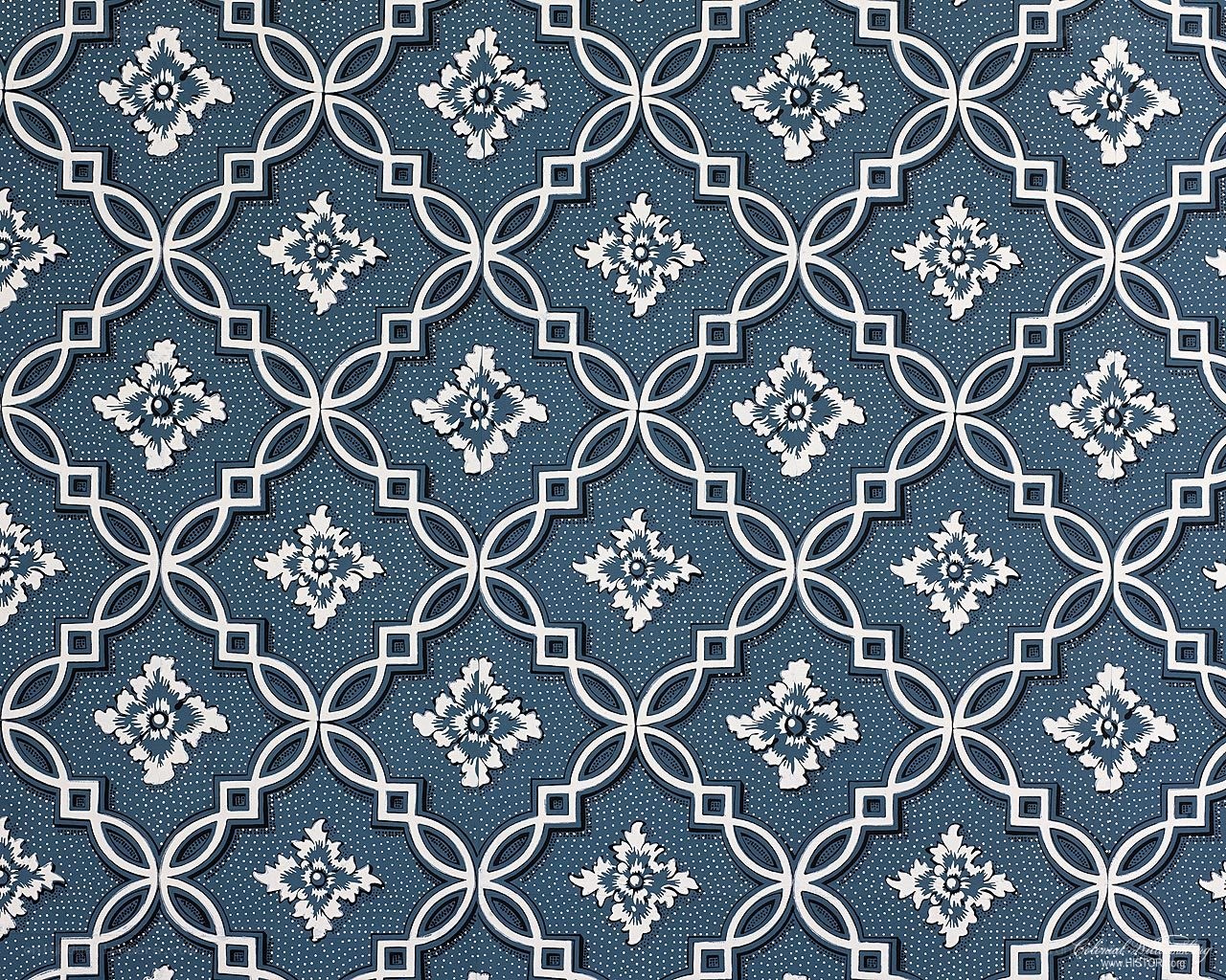 blue geometric floral pattern