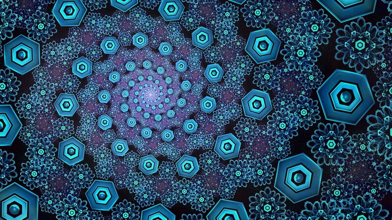 Blue Geometric Fractal Pattern — Hypnotic