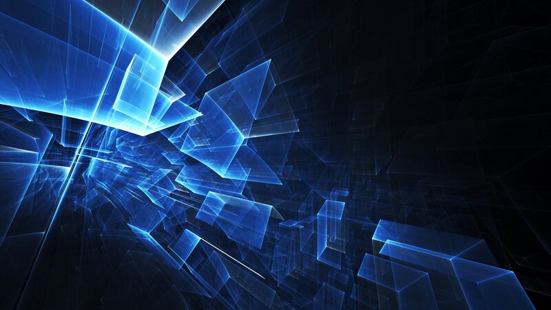 blue geometric light tunnel