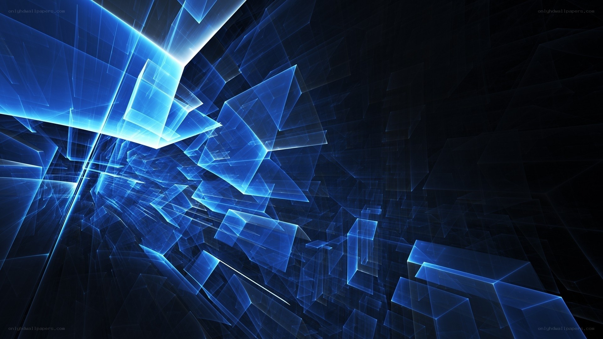 blue geometric light tunnel