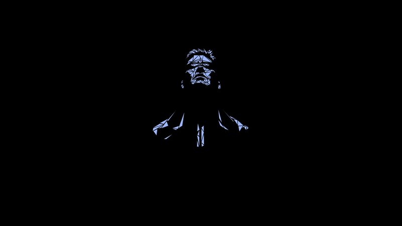 blue geometric man silhouette