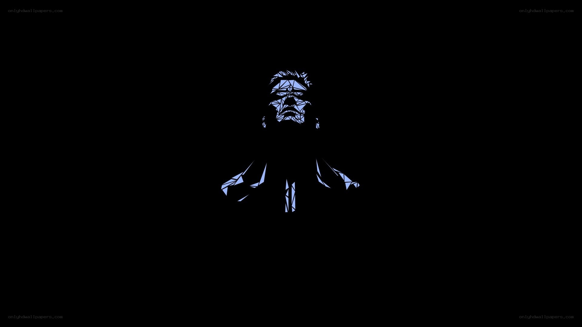 blue geometric man silhouette