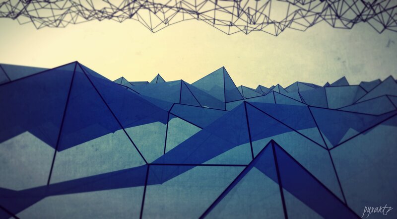 Blue Geometric Mountains
