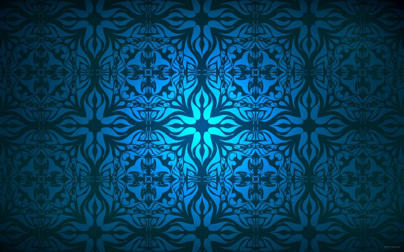 Blue Geometric Pattern — Calm, Digital Art, Symmetry, Light, Black