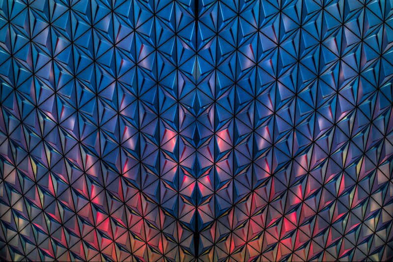 blue geometric pattern wall