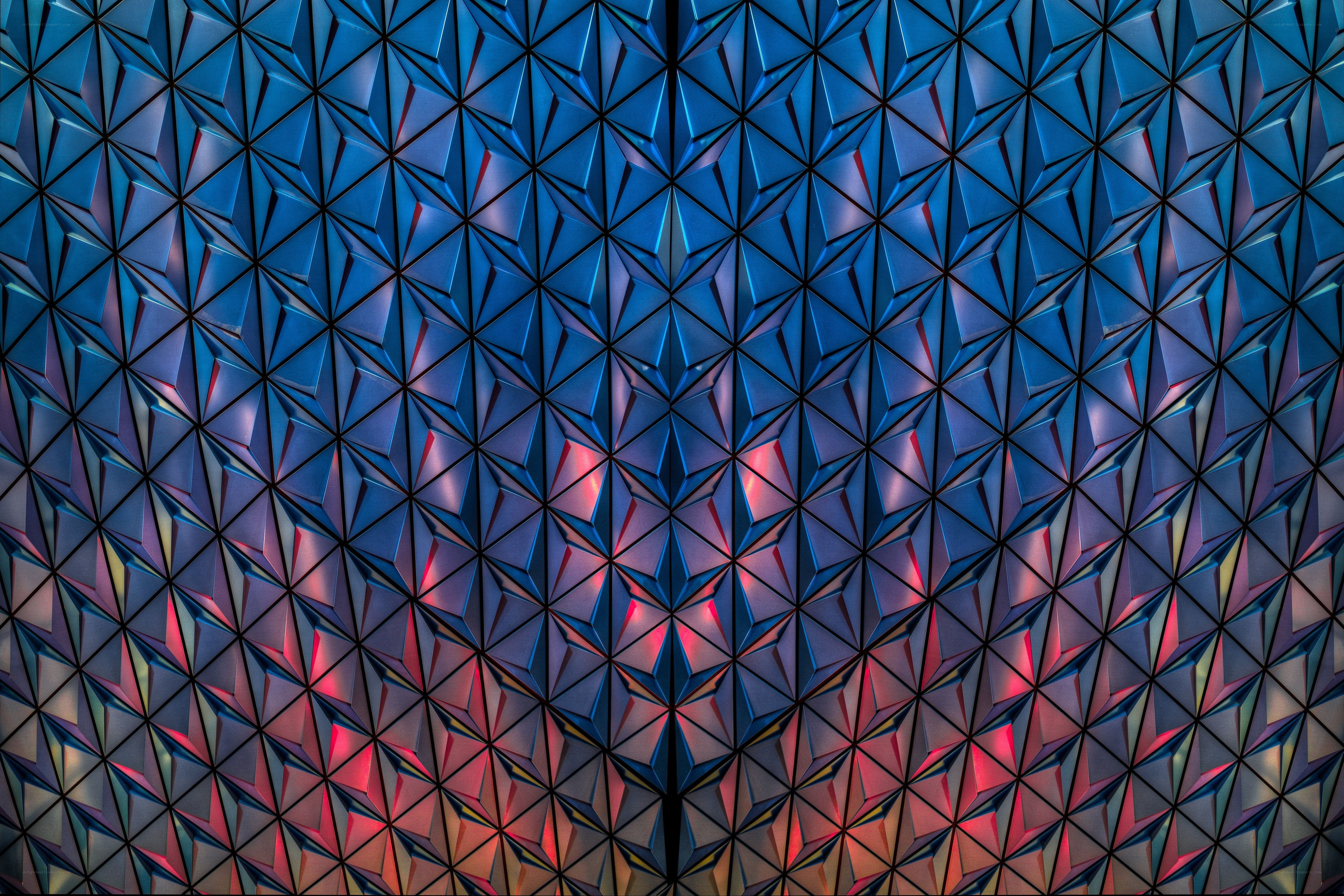 blue geometric pattern wall
